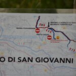 Hiking trail map of Valle dell’Orfento in Abruzzo showing routes to Eremo di San Giovanni all’Orfento and Pianagrande.