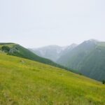 Majella mountains panoramic view from grassy slopes – Abruzzo, Italy